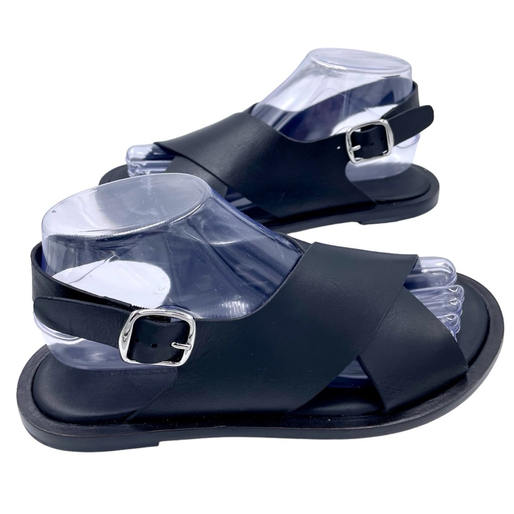 NEW Everlane Black Leather City Crossover Sandal‎ in Size 6 - Picture 4 of 14